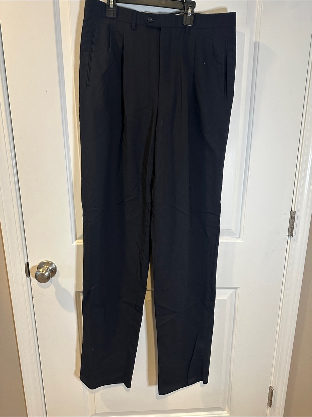 Men's Italian Wool Dress Pants - Black Straight Leg